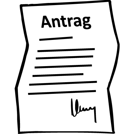 Ein Papier Das gibt man beim Amt ab. Darin schreibt man ich brauche Unterstützung oder ich brauche Geld.